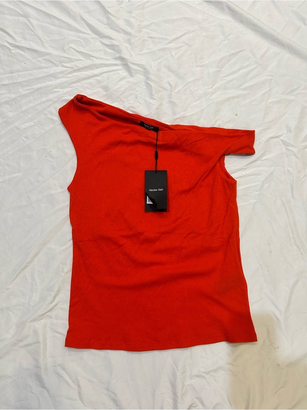 Massimo Dutti Red Asymmetric One-Shoulder Tank Top NWT